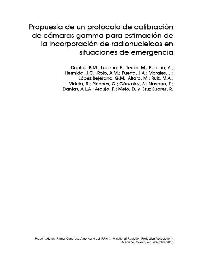 Protocolo de Calibración de Cámaras Gamma | PDF