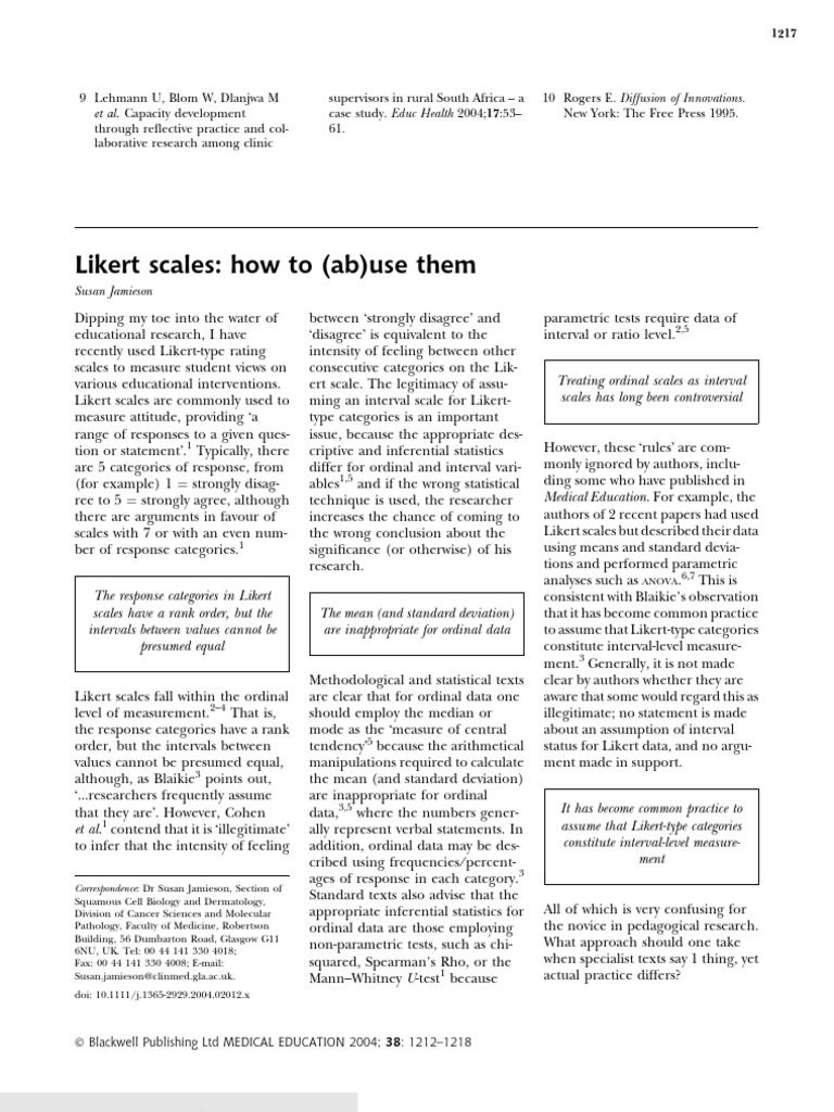 J 2004 Using Likert Scaling PDF | PDF | Likert Scale | Level Of Measurement