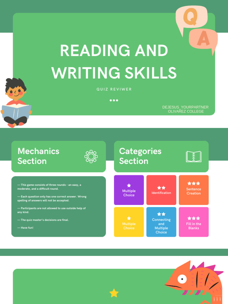 Reading and Writing Skills Quiz | PDF | Intertextuality | Human ...