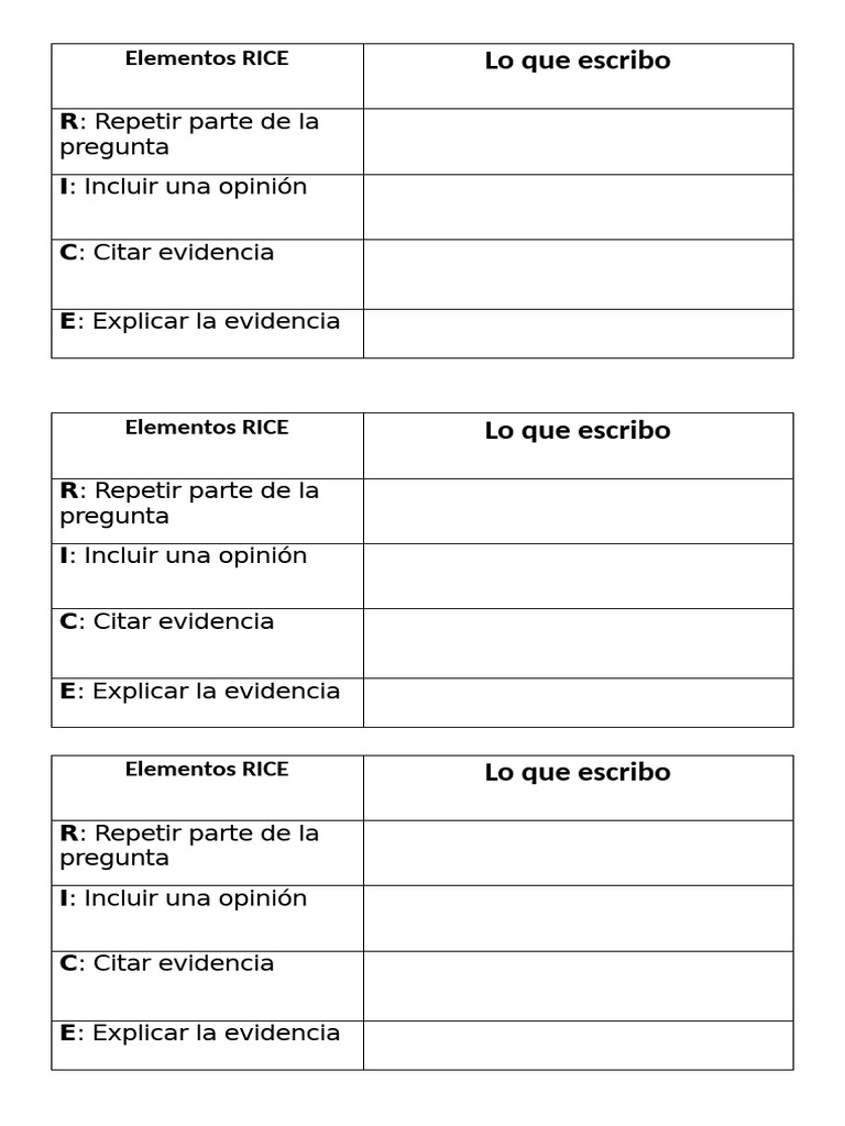 Elementos del Formato RICE | PDF