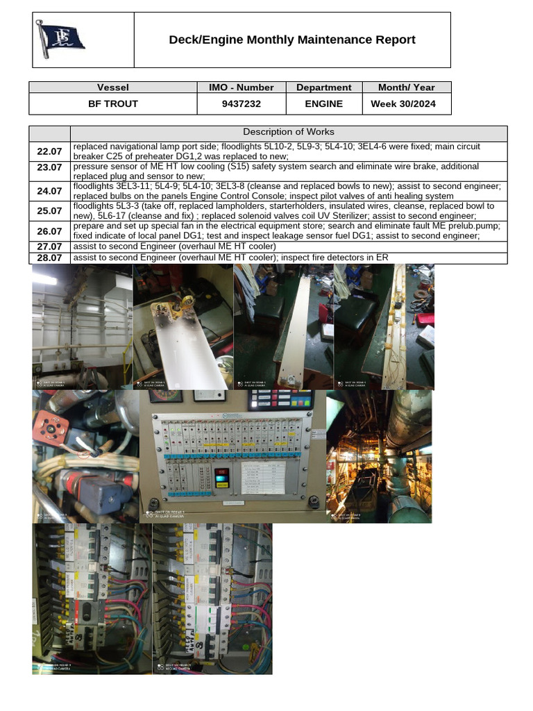 F-28 Week 30 Engine Electrical Dep. Report 2024 | PDF