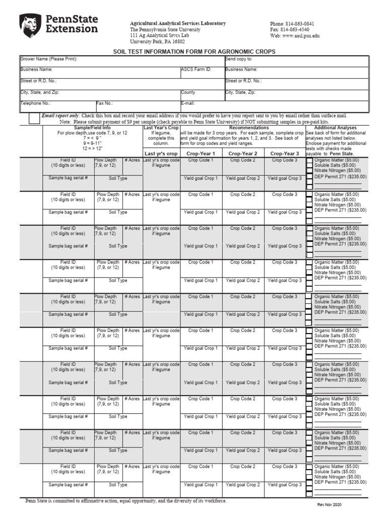 Agronomic Soil Test Information Form | PDF | Cereals | Clover
