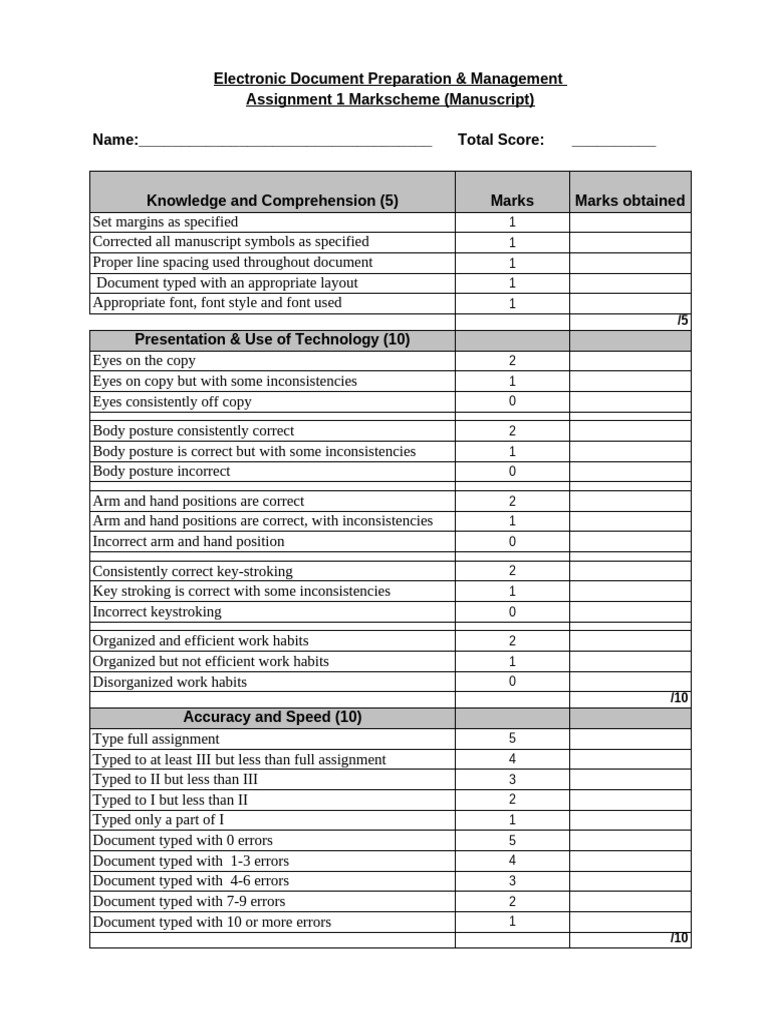 SBA 1 Mark Scheme | PDF | Text | Writing