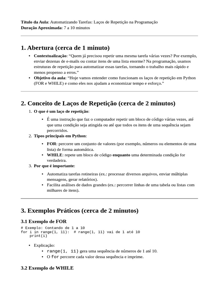 Laços de Repetição em Python: Automatize Tarefas | PDF | Python ...