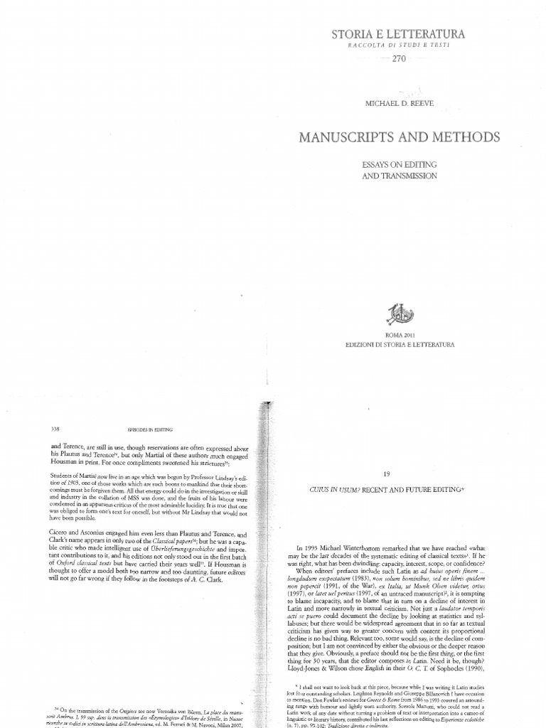 Reeve 2011 | PDF | Textual Criticism