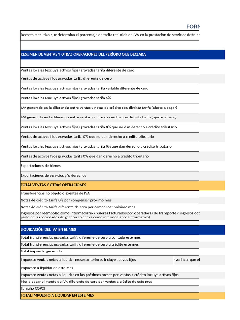 Formulario IVA: Liquidación y Resumen | PDF | Impuesto al valor ...