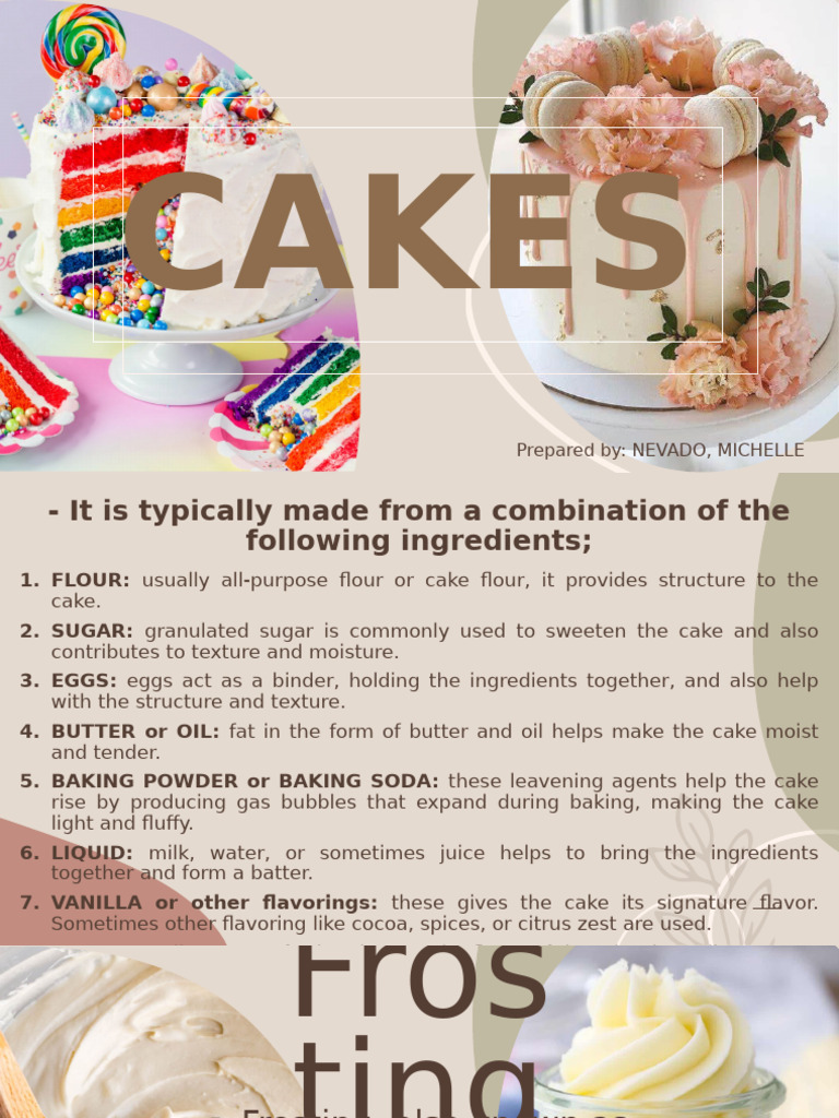 Essential Cake Ingredients and Types | PDF | Cakes | Chocolate