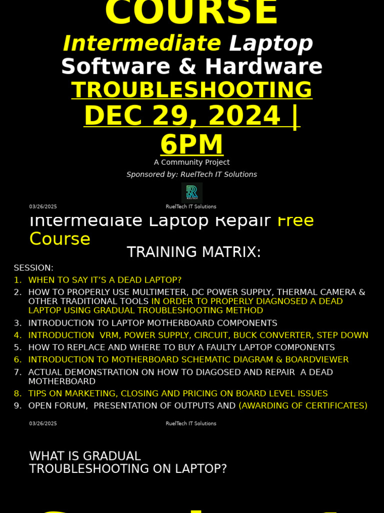 Laptop Troubleshooting Course Overview | PDF | Inductor | Laptop