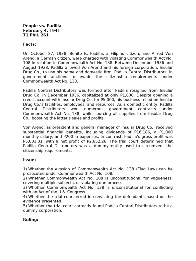 People vs. Padilla: Citizenship Evasion Case | PDF