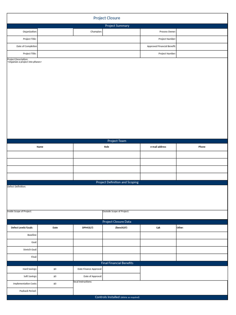 Project Closure Template | PDF | Computing