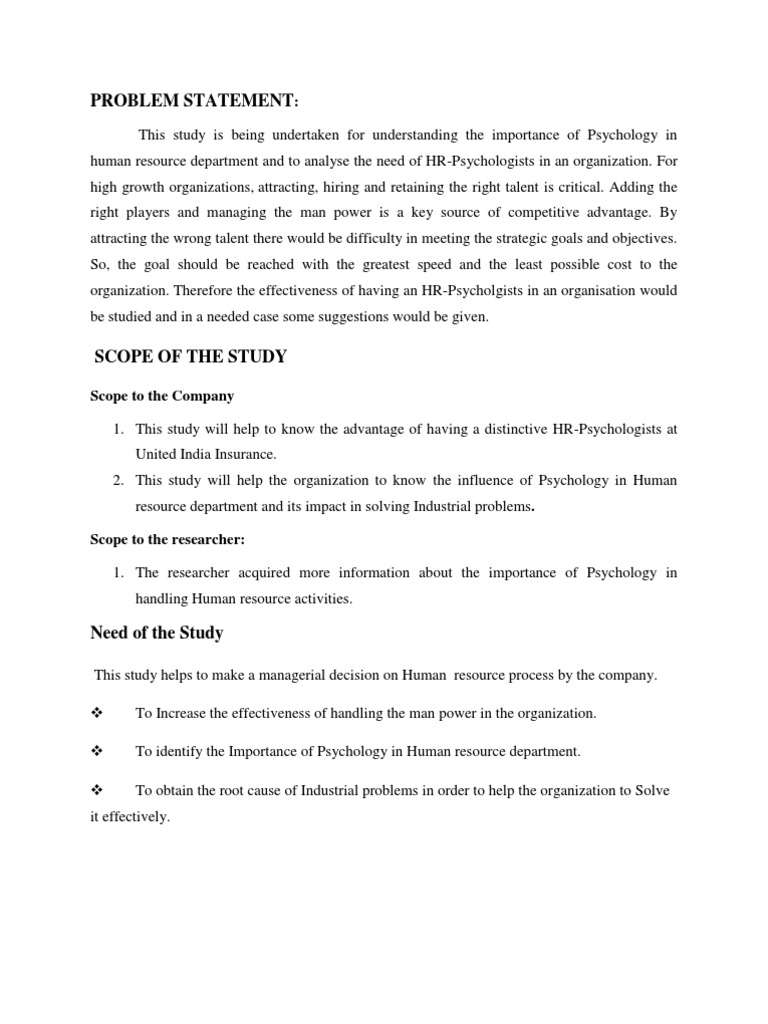 Statement of Problem, Scope and Limitations | Statistics | Descriptive ...