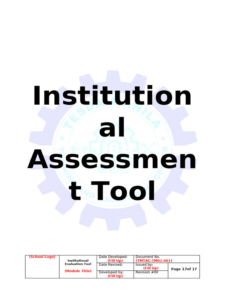 Institutional Assessment Tool Guide | PDF | Multiple Choice