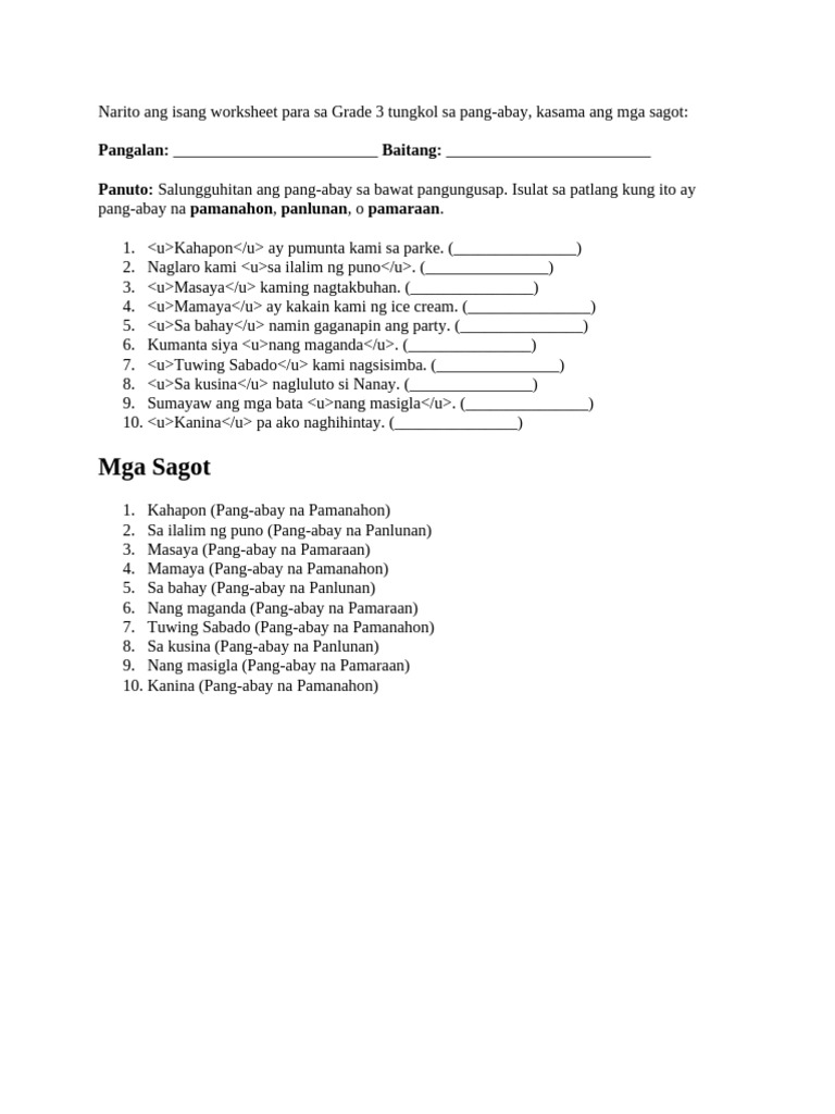 Worksheets | PDF
