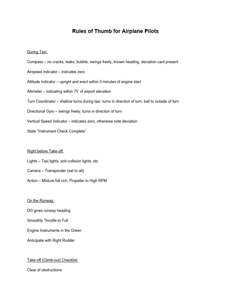 Essential Checklists for Airplane Pilots | PDF