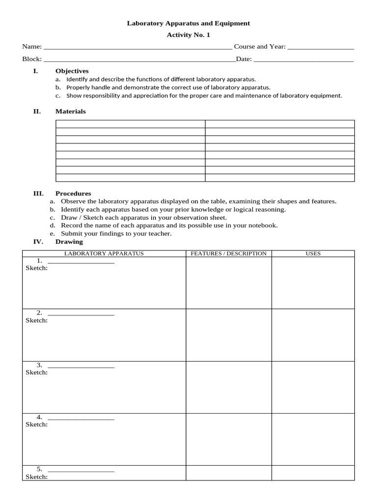 Laboratory Apparatus Identification Guide | PDF | Liquids | Applied And ...