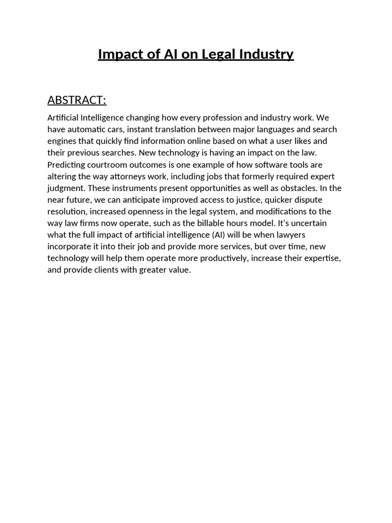 Impact of AI On Legal Industry | PDF | Artificial Intelligence ...