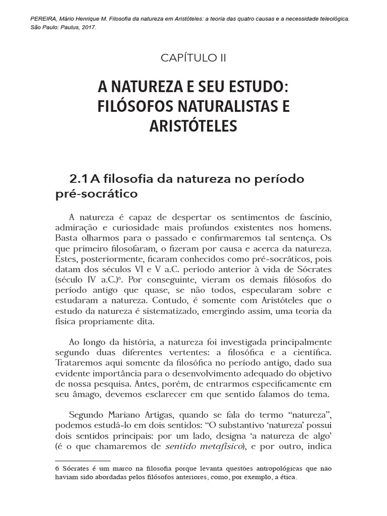 Filosofia da Natureza: Pré-Socráticos e Aristóteles | PDF | Aristóteles ...