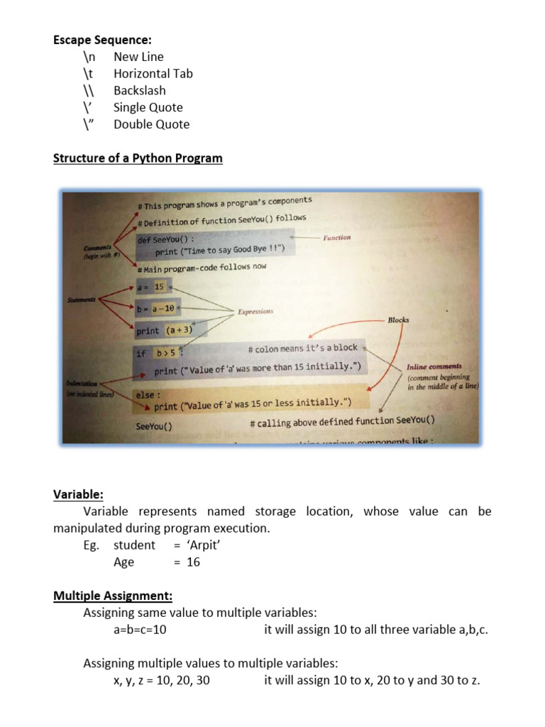 ESCAPE_SEQUENCE_STRUCTURE_OF_PROGRAM | PDF