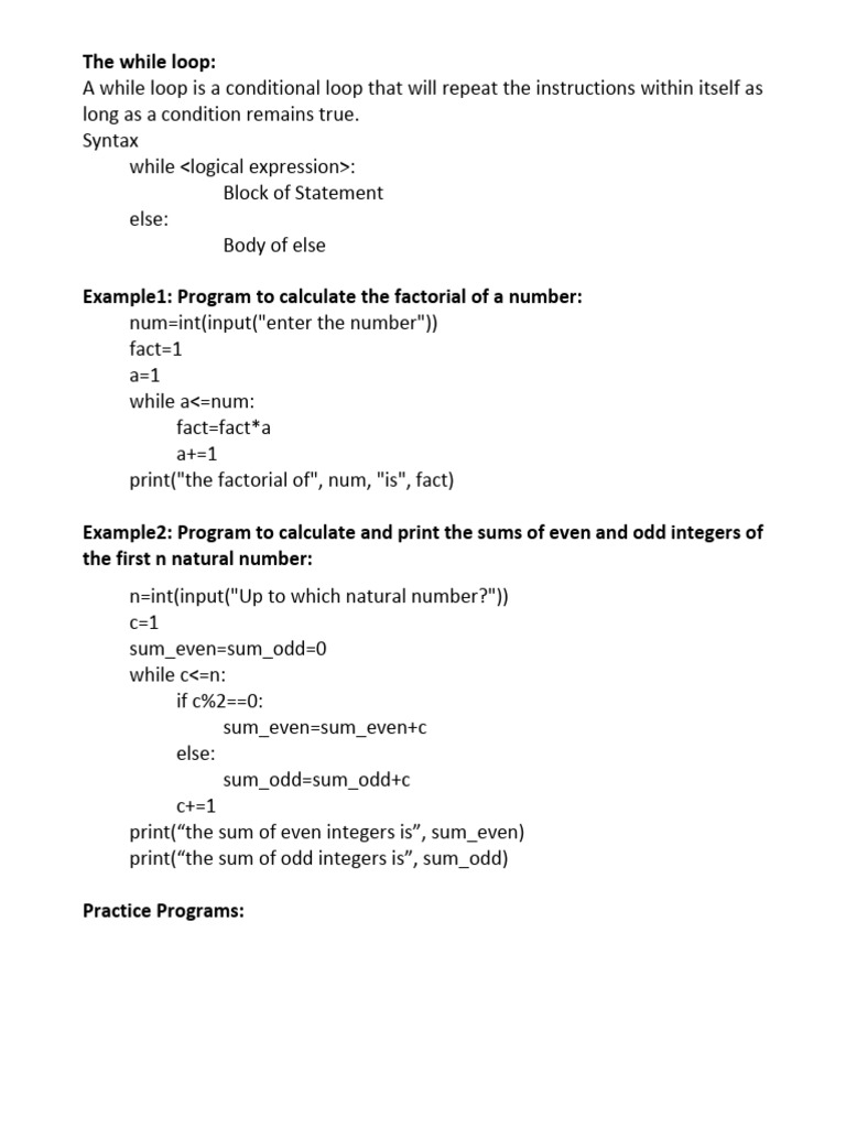 The While Loop | PDF