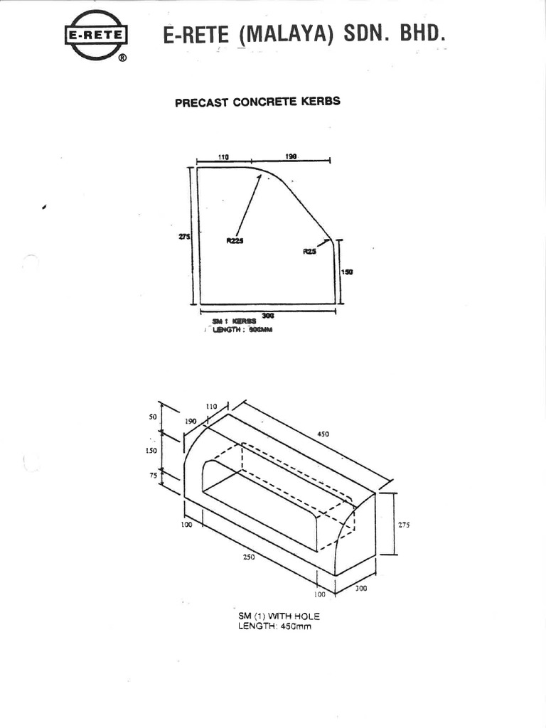Dimension Drawing of Road Kerbs | PDF