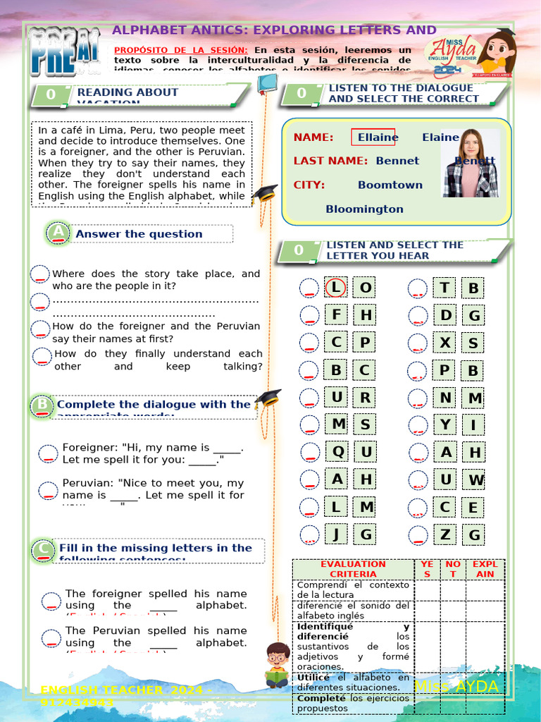 Ficha 03 - Evaluacion Diagnostica - Jec - Prea1 - Alphabet Antics ...