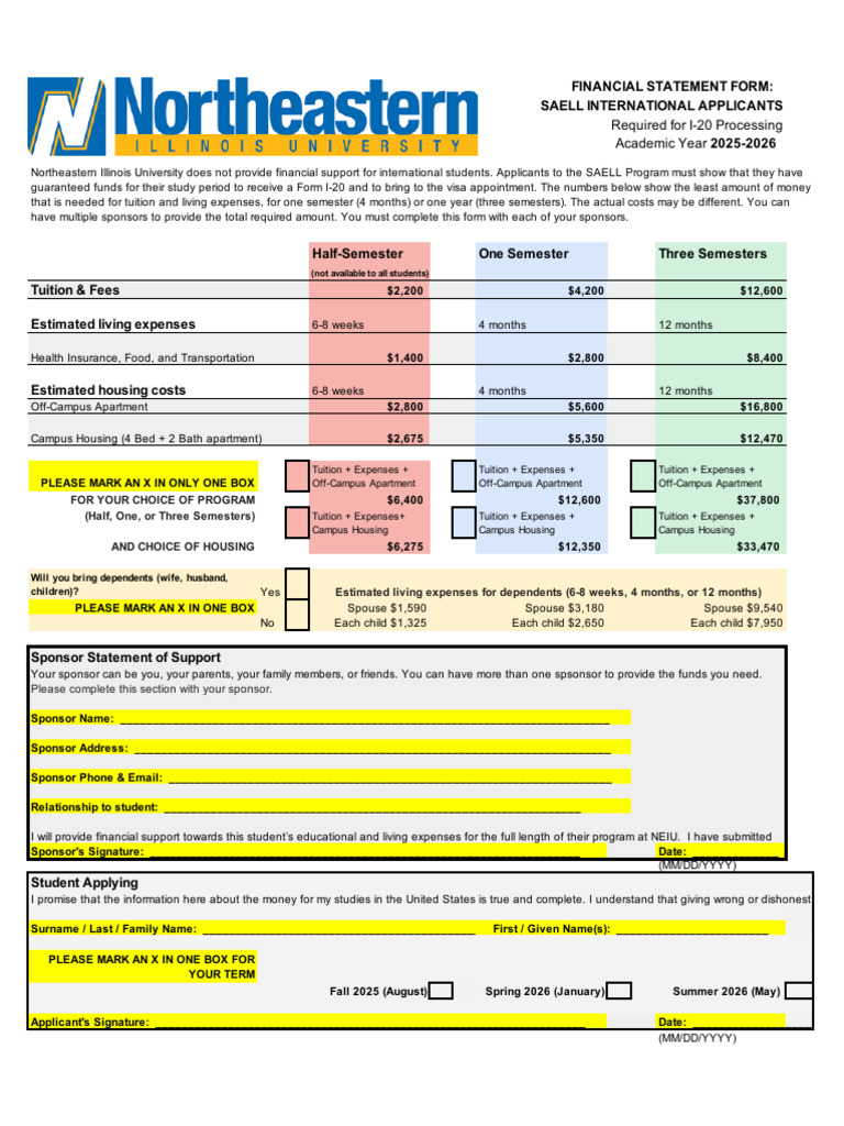 NEIU International Student Financial Guide | PDF | Tuition Payments ...