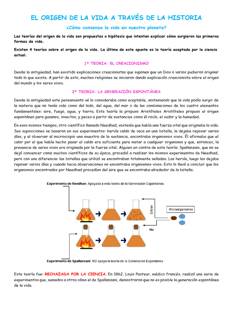 Teorías del Origen de la Vida | PDF | Abiogénesis | Naturaleza