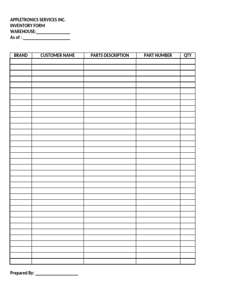 Appletronics Inventory Form PDF | PDF