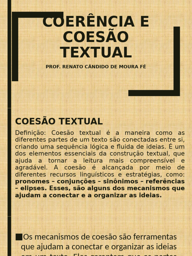 Coesão e Coerência Textual Explicadas | PDF | Intenção | Narrativa