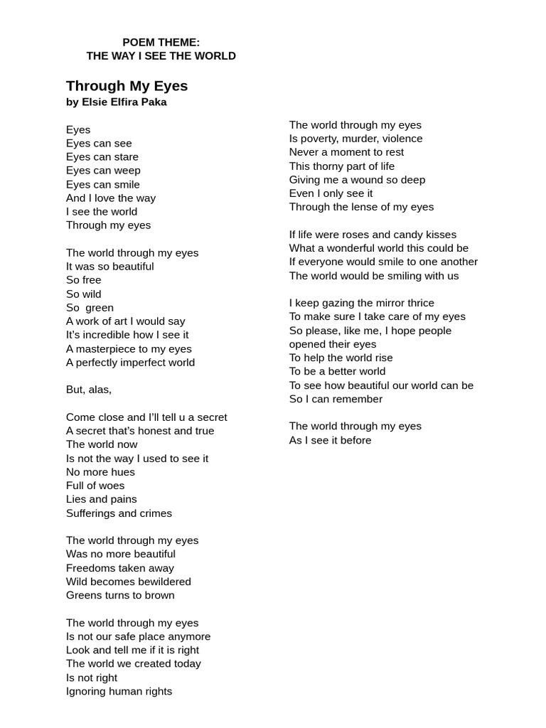 The Way I See the World: A Poem | PDF