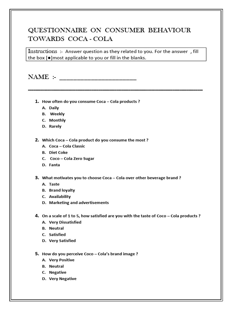 Coca-Cola Consumer Behavior Survey | PDF | Coca Cola | Cola