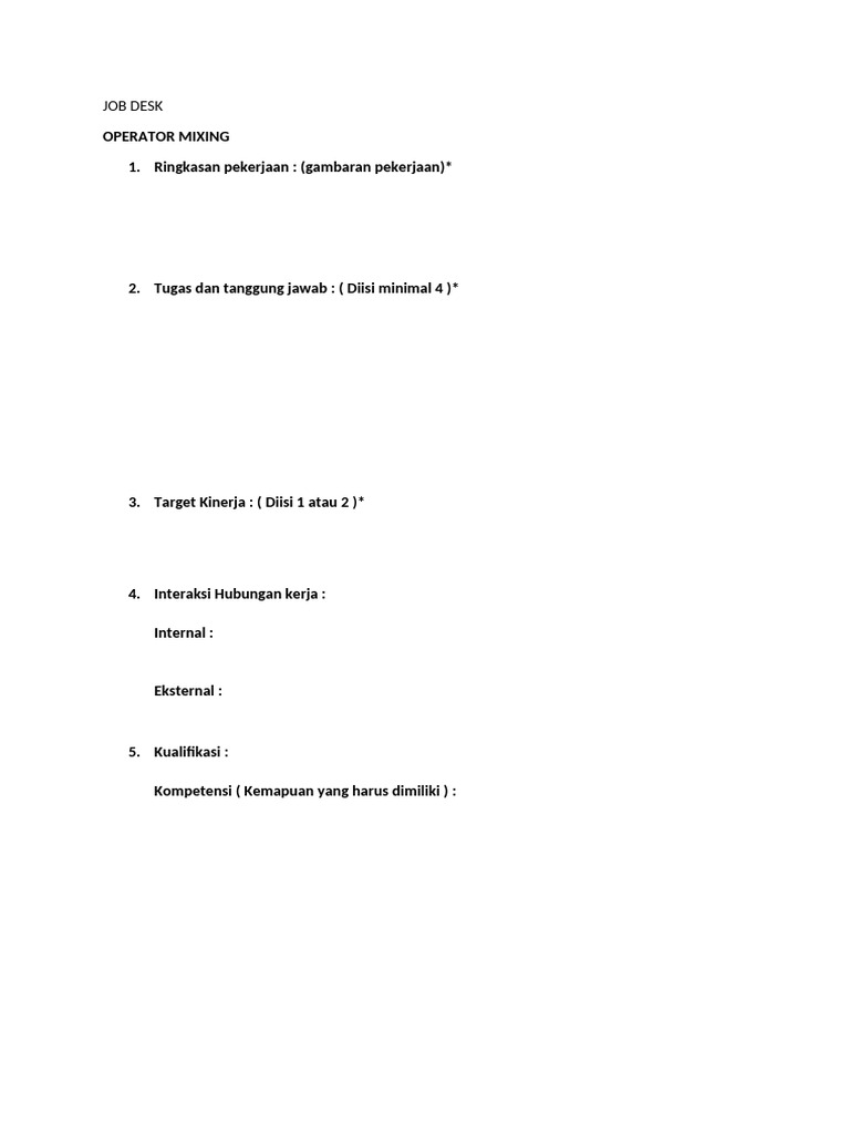 Form Job Desk | PDF