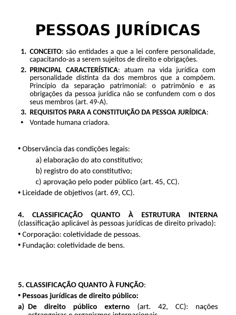Entendendo Pessoas Jurídicas: Conceitos e Classificações | PDF ...