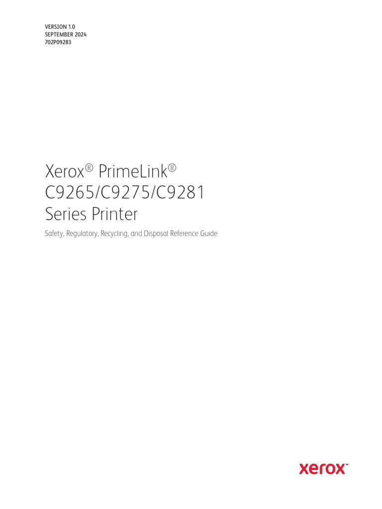 Xerox PrimeLink C9265 C9275 C9281 Series SFP SRRD en-US | PDF ...