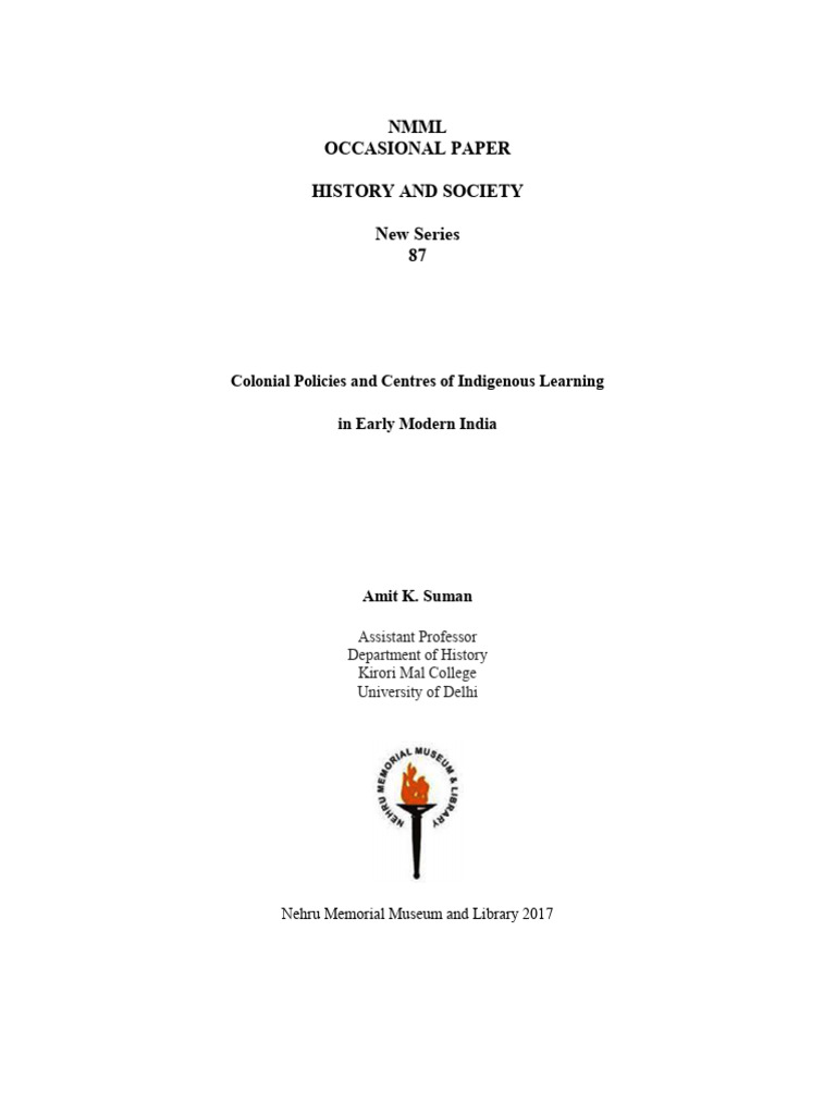 NMML Occasional Paper History and Society New Series 87 | PDF | British ...