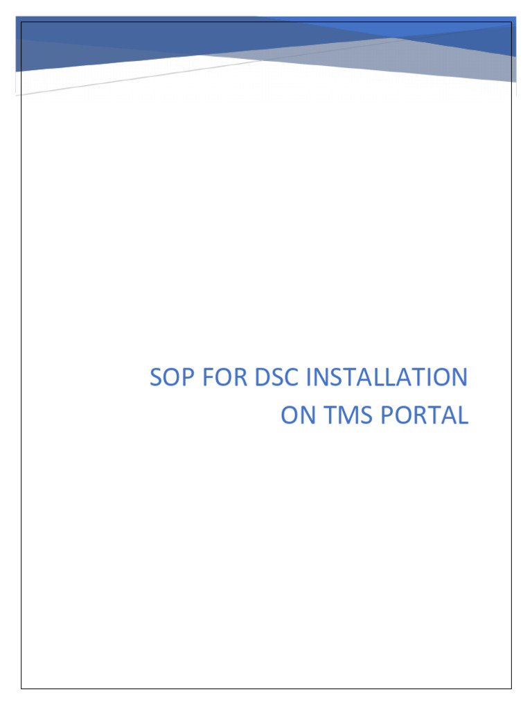 DSC Installation Guide for TMS Portal | PDF