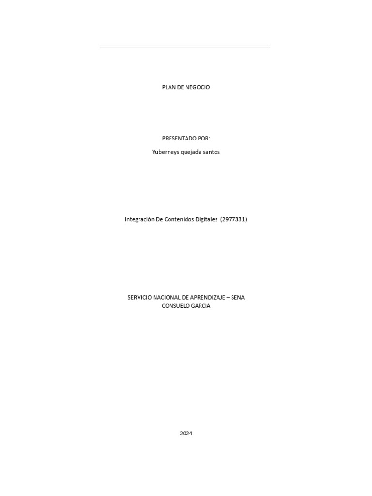 Plan de Negocio Emprendimiento | PDF | Presupuesto | Iniciativa empresarial