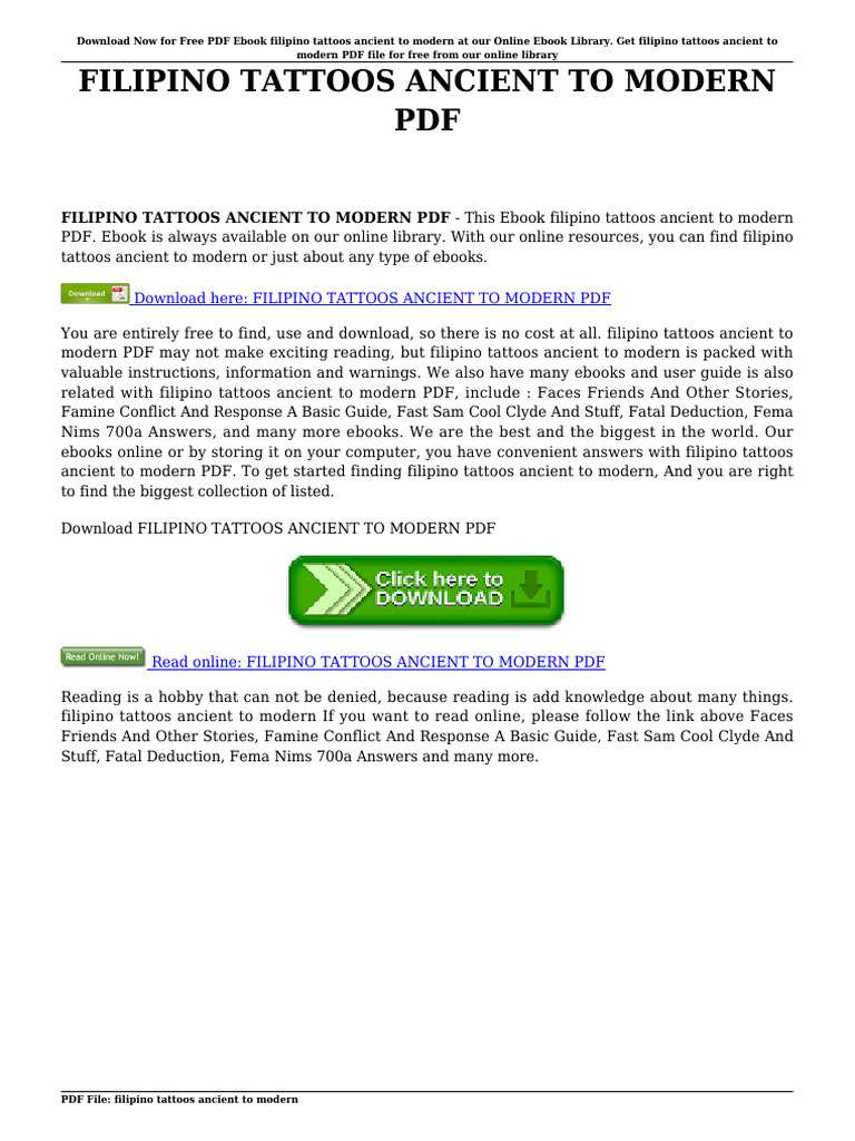 Filipino Tattoos Ancient To Modern | PDF | Computer Science | Software