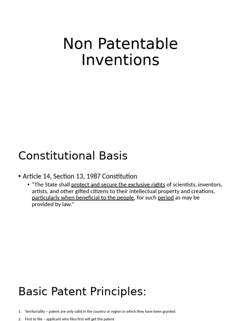 Non Patentable Inventions v2 | PDF | Patent | Patentability