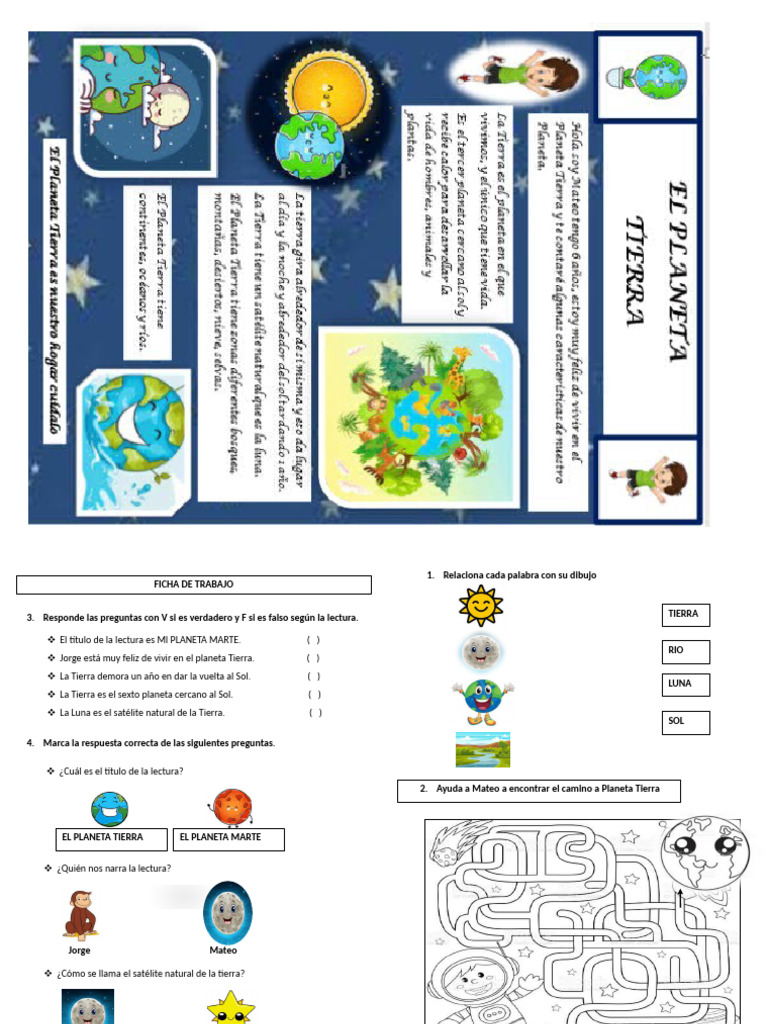 Marte para Niños: Ficha de Trabajo | PDF