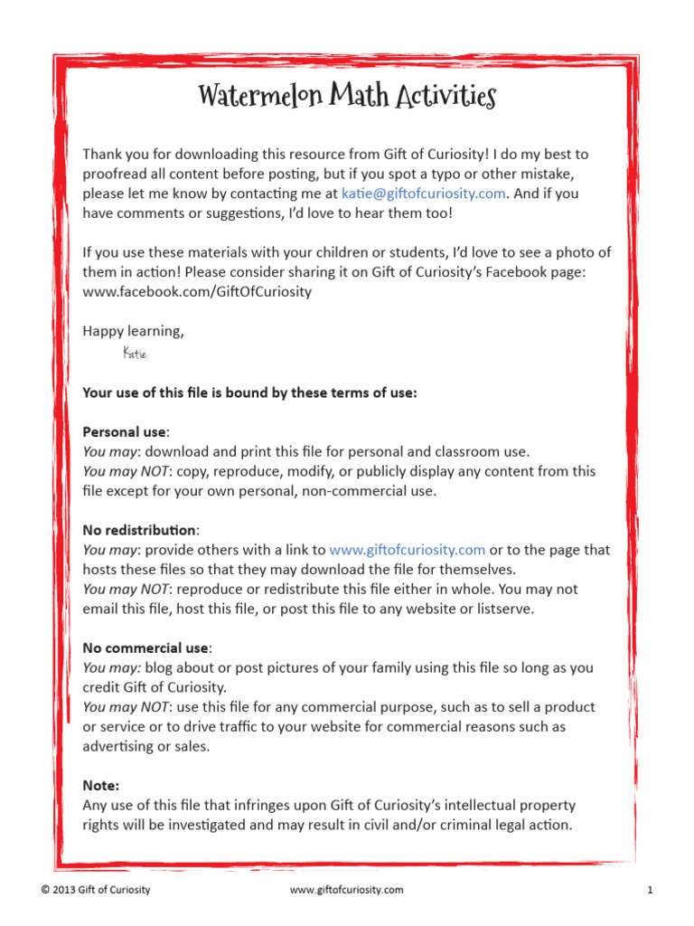 Fun Watermelon Math Activities | PDF