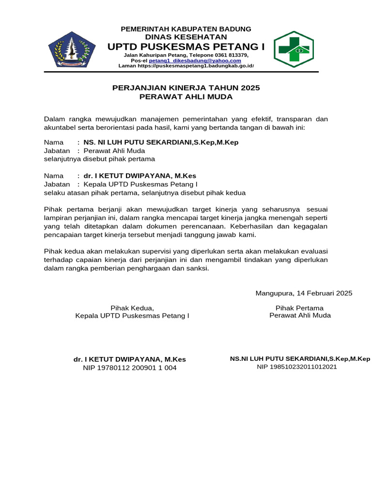 Perjanjian Kinerja Pdf