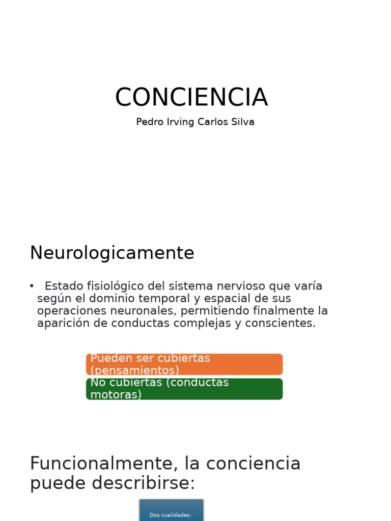 Neurociencia de la Conciencia y Procesos Cognitivos | PDF | Conciencia ...