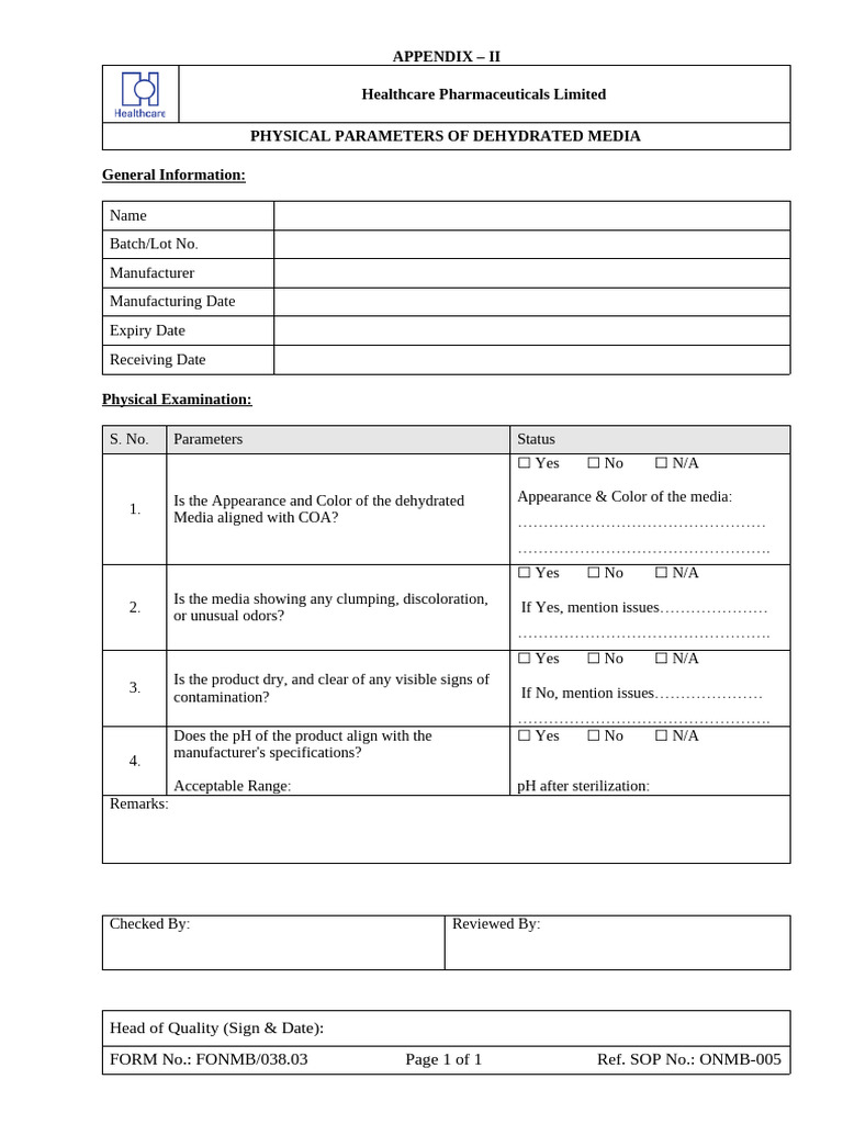 Appendix - II_Physical parameters of dehydrated media | PDF