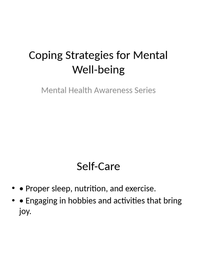 Effective Coping Strategies for Mental Health | PDF