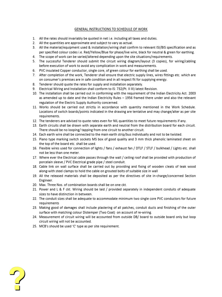 Electrical Work Scheduling Guidelines | PDF | Electrical Wiring ...