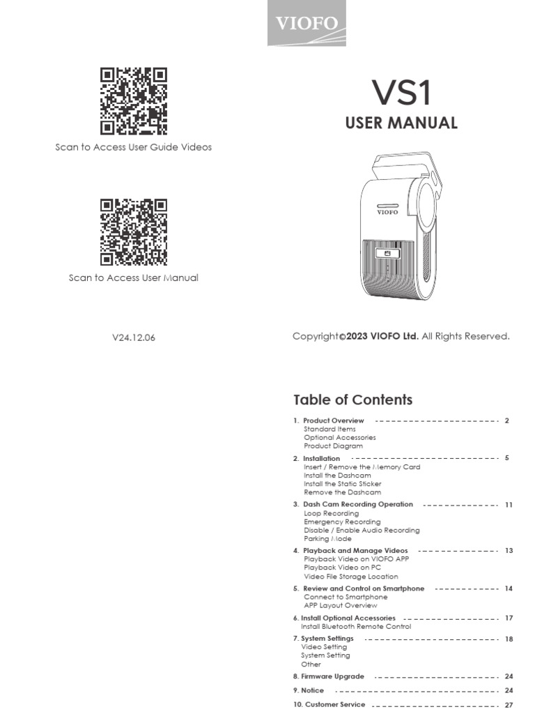 Viofo VS1 English Manual | PDF | Smartphone | Camera