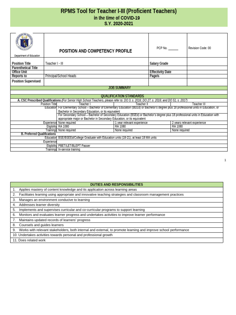 RPMS Tool for Teachers I-III Guide | PDF | Teachers | Learning