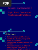 Lesson: Mathematics II: Topic: Basic Concepts of Relations and Functions