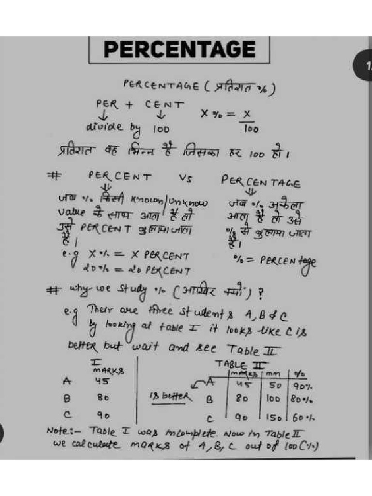 Percentage Concept | PDF